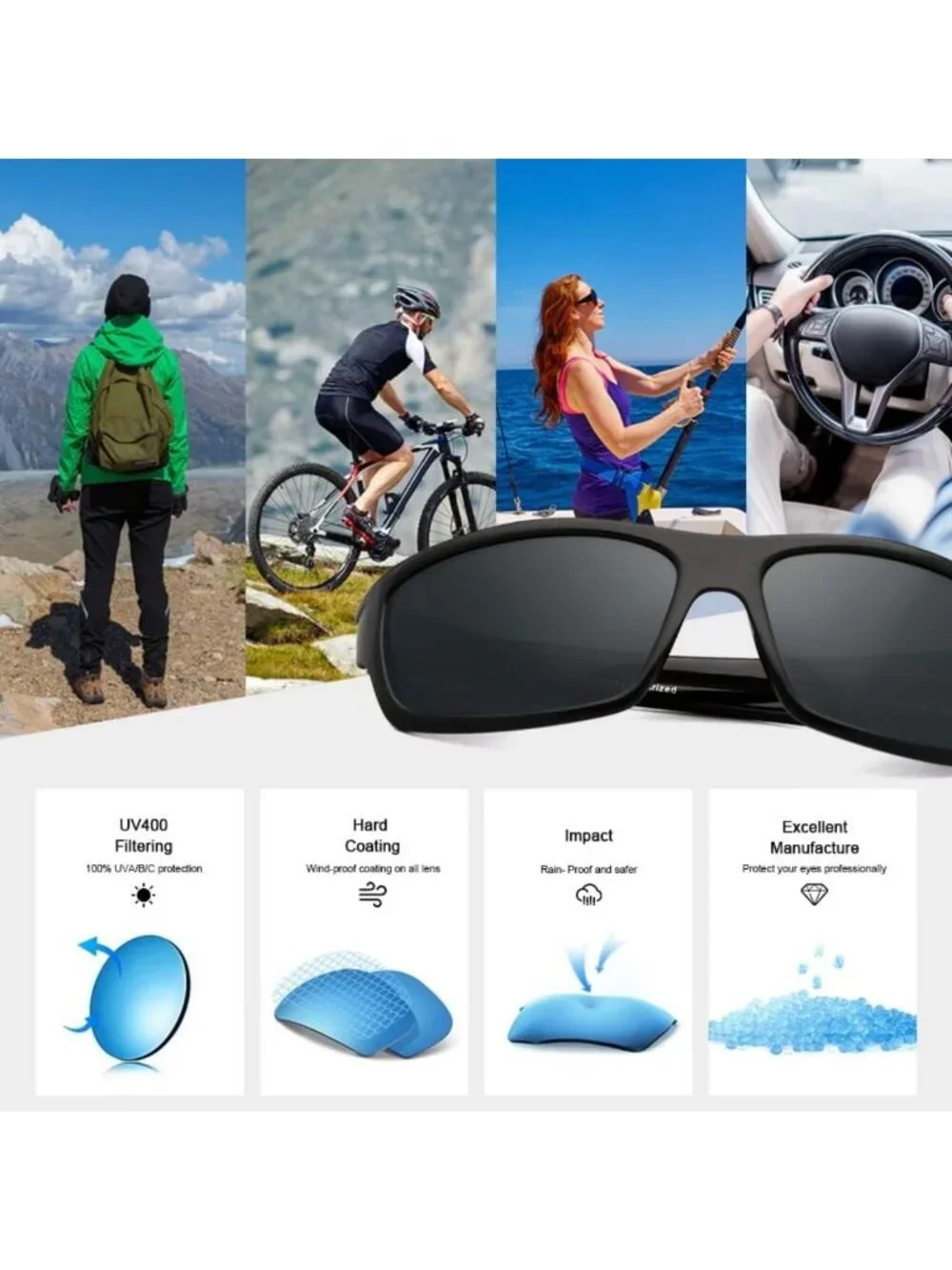 Matte Finish Polarized Sport Sunglasses for Men | UV Protection, Mirror Lens